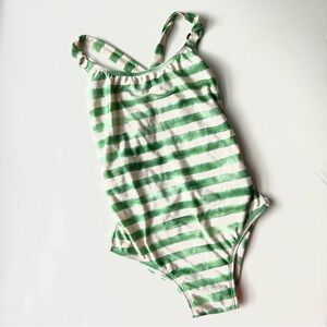LENNY NIEMEYER girls Green Striped swimsuit 1-piece Sz 8